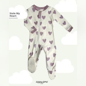 NWT Zippyjamz Stole my Heart footed pajamas 100% Organic Cotton